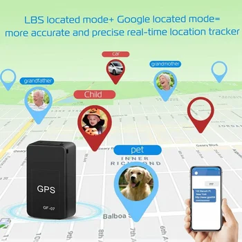 GF-07 Мини GPS Тракер в реално време, Проследяване на Анти-изгубен Локатор за Кола Куче Децата на Силно Магнитно Закрепване на СИМ-Позиционер Съобщения