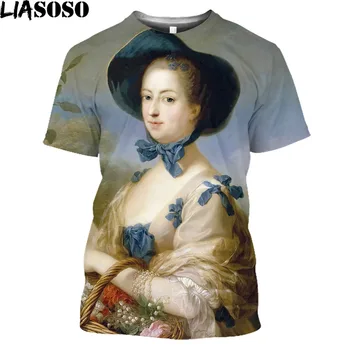 Реколта Тениска Madame de Pompadour с 3D Принтом, Мъжка Тениска В Ретро Стил Napoleone в стил рококо, Франция, Дамски Блузи с Шарките на Франсоа Буш