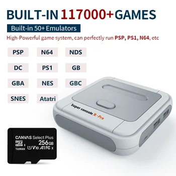 Ретро Супер конзола X PRO TV Игрова конзола PSP/PS1/MD/N64 WiFi Поддръжка на HD Out Вградени 60 емулатори с 117000 + игри