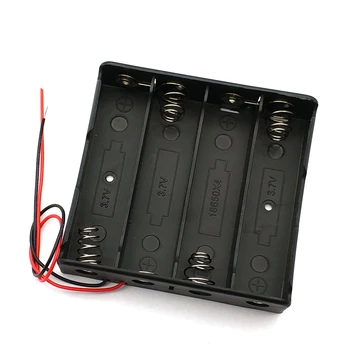 Нова Пластмасова Кутия За Съхранение за Носене на Притежателя на Черно За 4шт Батерии 18650 С Кабелни Изводи 4x18650