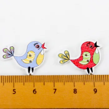 смесени мода птици боядисани Дървени декоративни Копчета за Scrapbooking Занаяти Шевни Принадлежности 23x17 мм, 30 бр