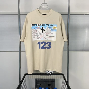 2022 Негабаритная Тениска RRR123 Мъжки 1:1 с Високо Качество RRR 123 Дамски Реколта тениска с Препратка Модни Хлопковыми Футболками Мъжки Дрехи