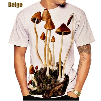 Нов списък от Мъжки/Дамски тениски с 3D Принтом Eat Mushrooms за Къмпинг, Реколта Градинска Дрехи с Къс ръкав, Тениска Хипстерская