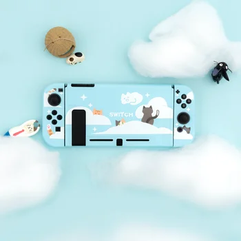 GeekShare Nintendo Switch Калъф Мъглявината Котка Карикатура Красиви Облаци Страхотна Лига Мек Калъф От TPU Задната Ръкохватка за Носене За Nintendo Switch