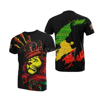 Tessffel Ямайка Лъвът е Емблема на Лятото Нова Мода 3D Принт Върховете Тениска Мъжка Тениска Дамска Тениска С Къс Ръкав Градинска Стилни Дрехи-17