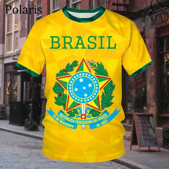 Тениска С Бразилски Флаг, Тениска С Националната Емблема на Бразилия, Дрехи На Национален Ден на Мъжки Тениски, Голям Размер с Къс Ръкав, Ежедневни Блузи, Тениски