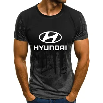 Мъжка тениска с логото на Hyundai Motor Car с къс ръкав, Летни ежедневни Памучни Градиентные тениски, Модерен Мъжки тениски в стил хип-Хоп Harajuku