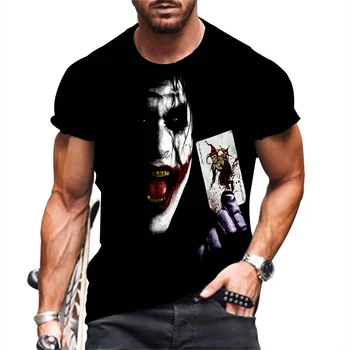 2022 Жокер 3D Мъжка тениска с Къс ръкав и принтом, Дишаща градинска риза в стил Харадзюку, Градинска дрехи с Къс Ръкав, Мъжки Дамски Хип-хоп Ежедневни