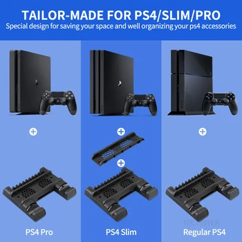 За PS4/PS4 Slim/PS4 Pro Вертикална Поставка LED Fan Охлаждане Двоен Контролер Зарядно Устройство зарядно устройство За SONY Playstation 4 Охладител